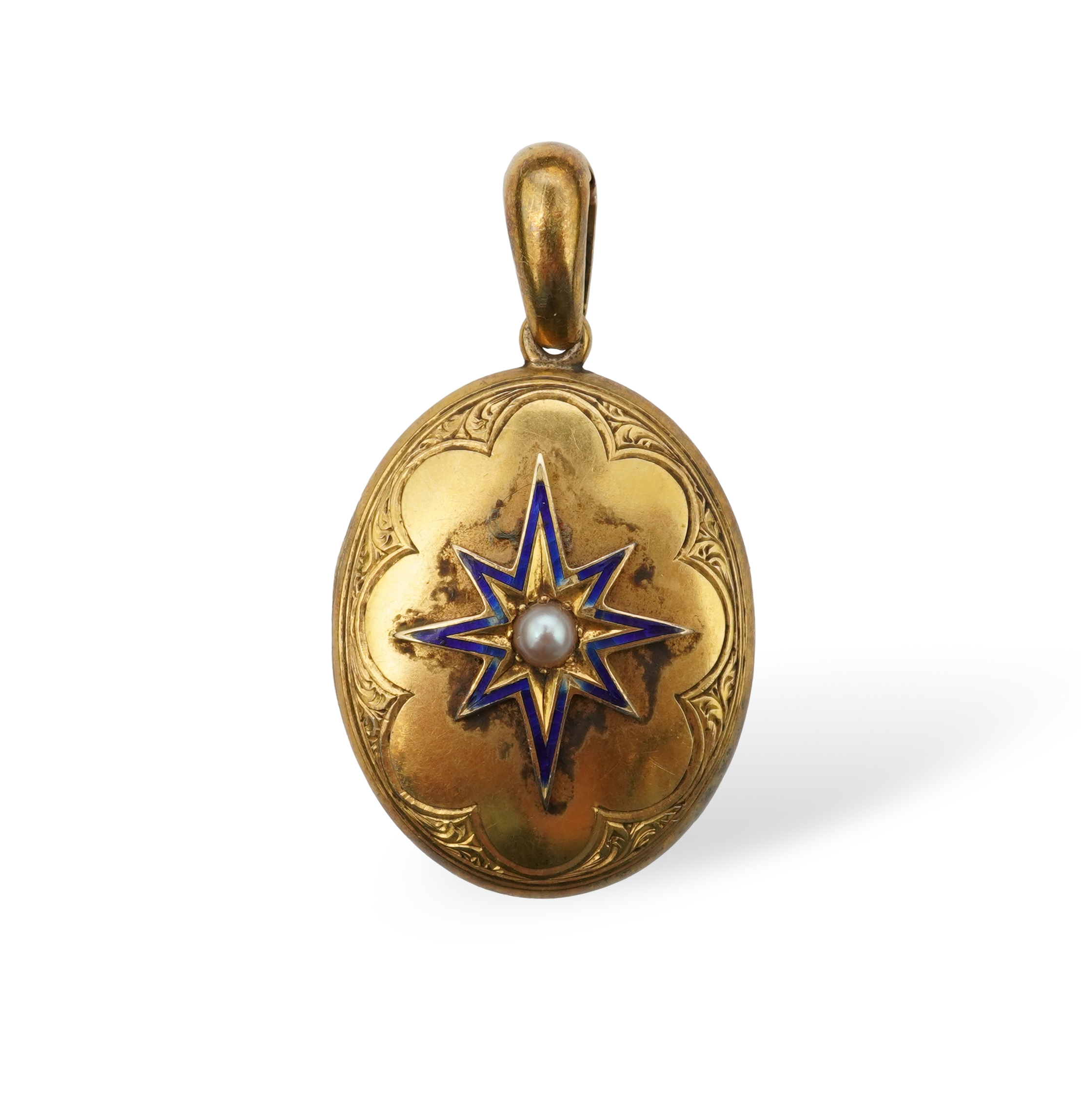 A Victorian enamel and pearl locket, late 19th century